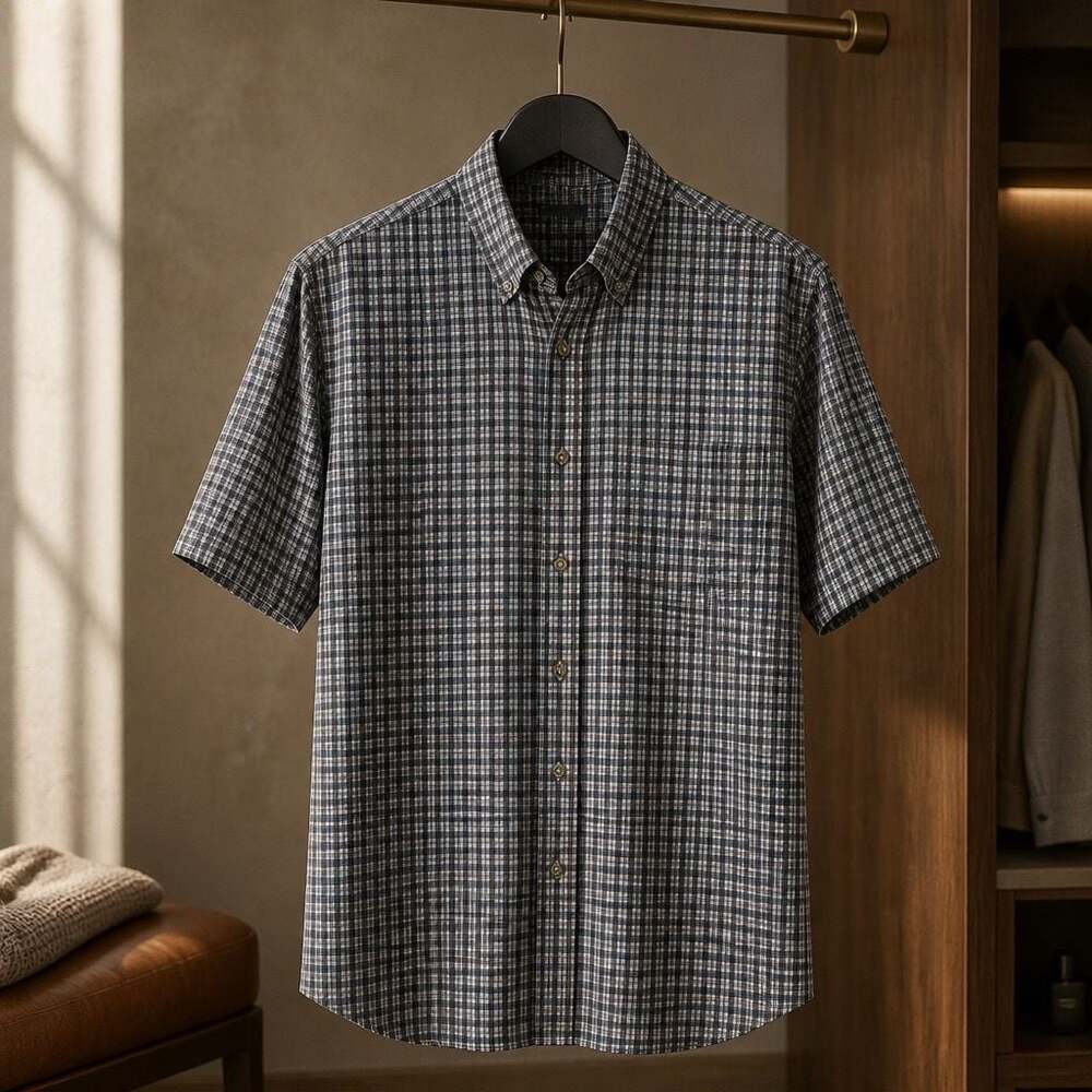 Marc Edwards Men's Short Sleeve Button Down Plaid Shirt #1099